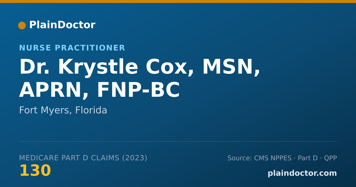 Shareable card for Krystle Cox, MSN, APRN, FNP-BC - Nurse Practitioner, Fort Myers, FL