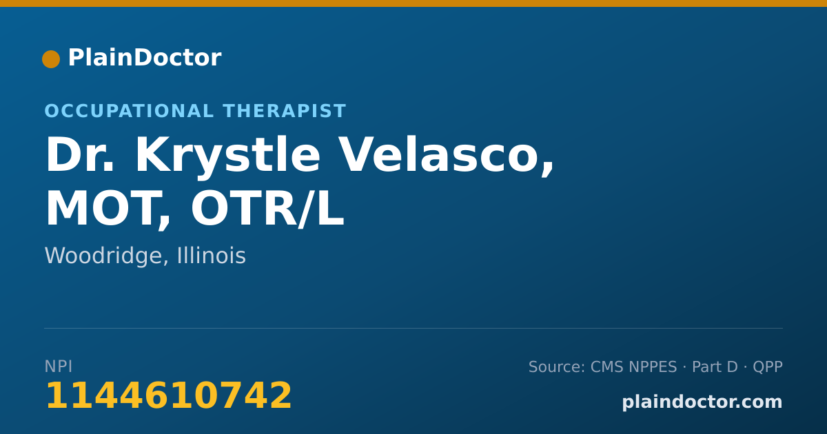 Shareable card for Krystle Velasco, MOT, OTR/L - Occupational Therapist, Woodridge, IL