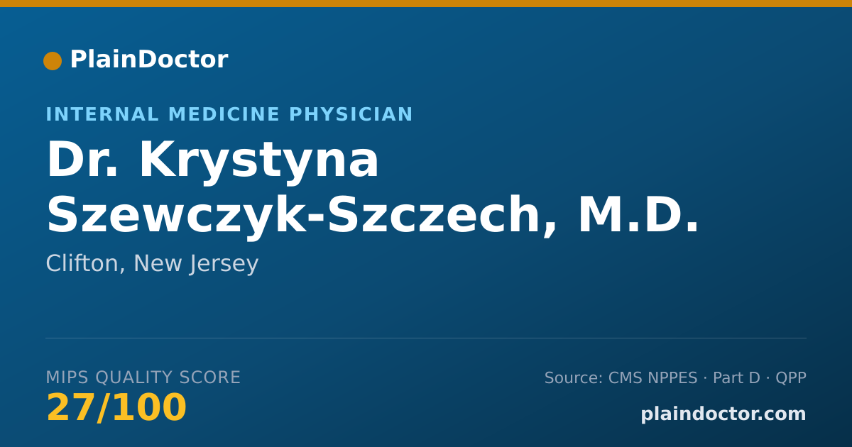 Shareable card for Krystyna Szewczyk-Szczech, M.D. - Internal Medicine Physician, Clifton, NJ