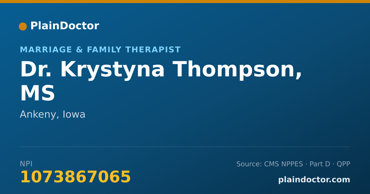 Shareable card for Krystyna Thompson, MS - Marriage & Family Therapist, Ankeny, IA