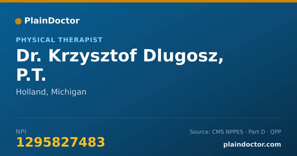 Shareable card for Krzysztof Dlugosz, P.T. - Physical Therapist, Holland, MI