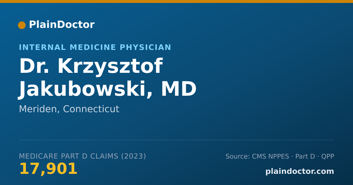 Shareable card for Krzysztof Jakubowski, MD - Internal Medicine Physician, Meriden, CT