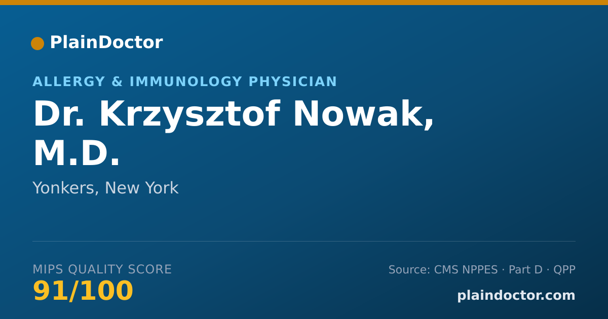 Shareable card for Krzysztof Nowak, M.D. - Allergy & Immunology Physician, Yonkers, NY