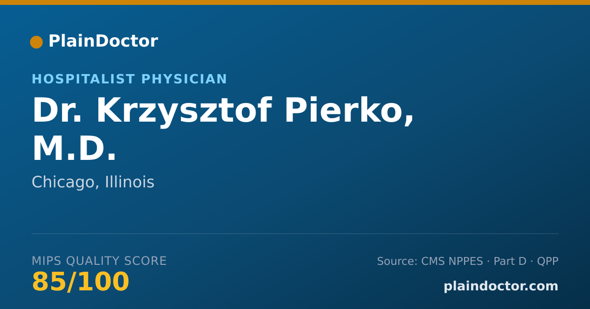 Shareable card for Krzysztof Pierko, M.D. - Hospitalist Physician, Chicago, IL