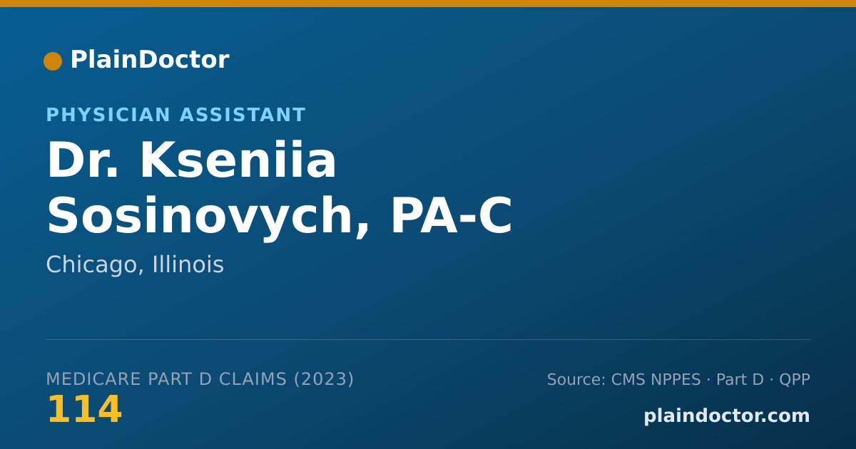 Shareable card for Kseniia Sosinovych, PA-C - Physician Assistant, Chicago, IL