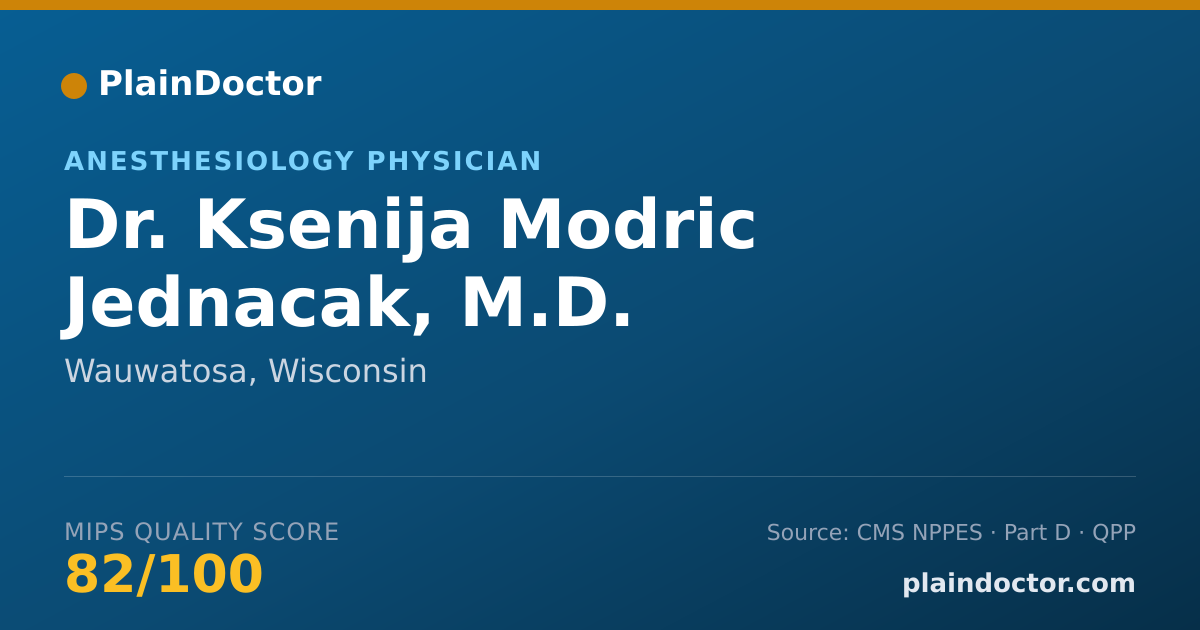 Shareable card for Ksenija Modric Jednacak, M.D. - Anesthesiology Physician, Wauwatosa, WI