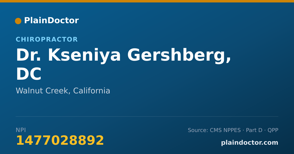Shareable card for Kseniya Gershberg, DC - Chiropractor, Walnut Creek, CA