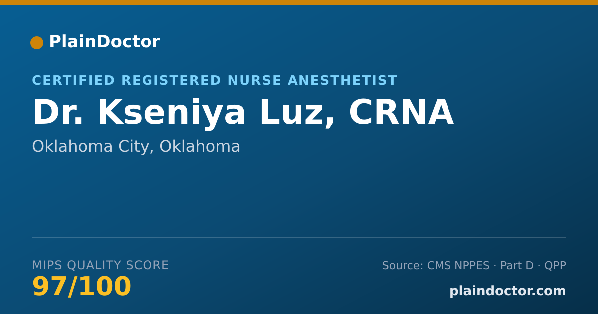 Shareable card for Kseniya Luz, CRNA - Certified Registered Nurse Anesthetist, Oklahoma City, OK