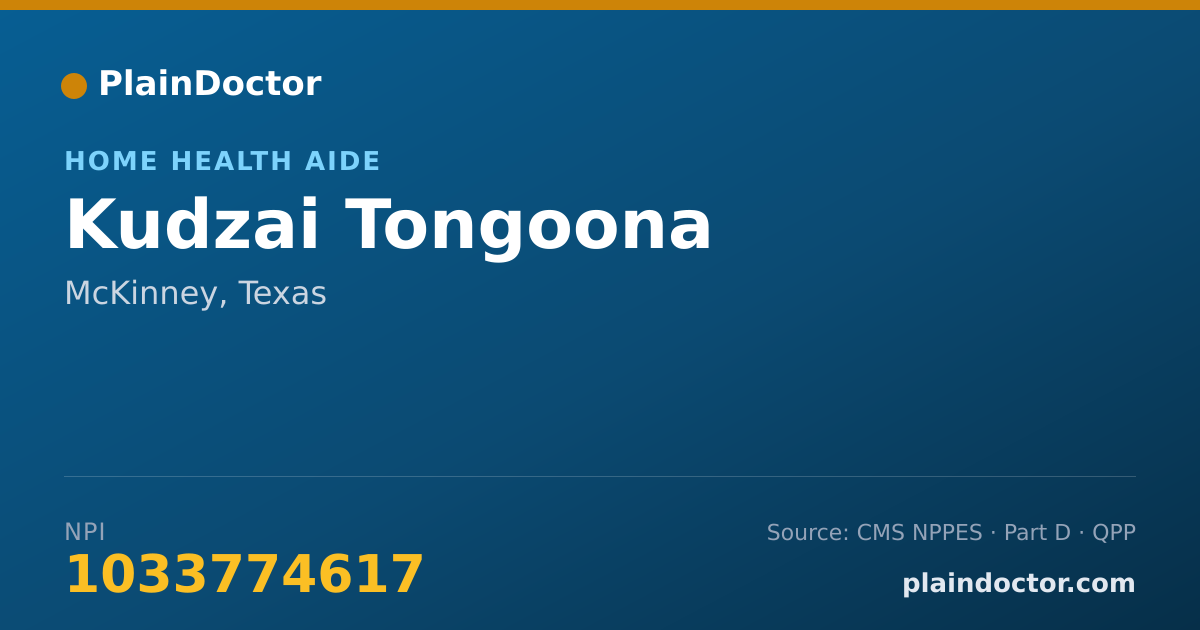 Shareable card for Kudzai Tongoona - Home Health Aide, McKinney, TX