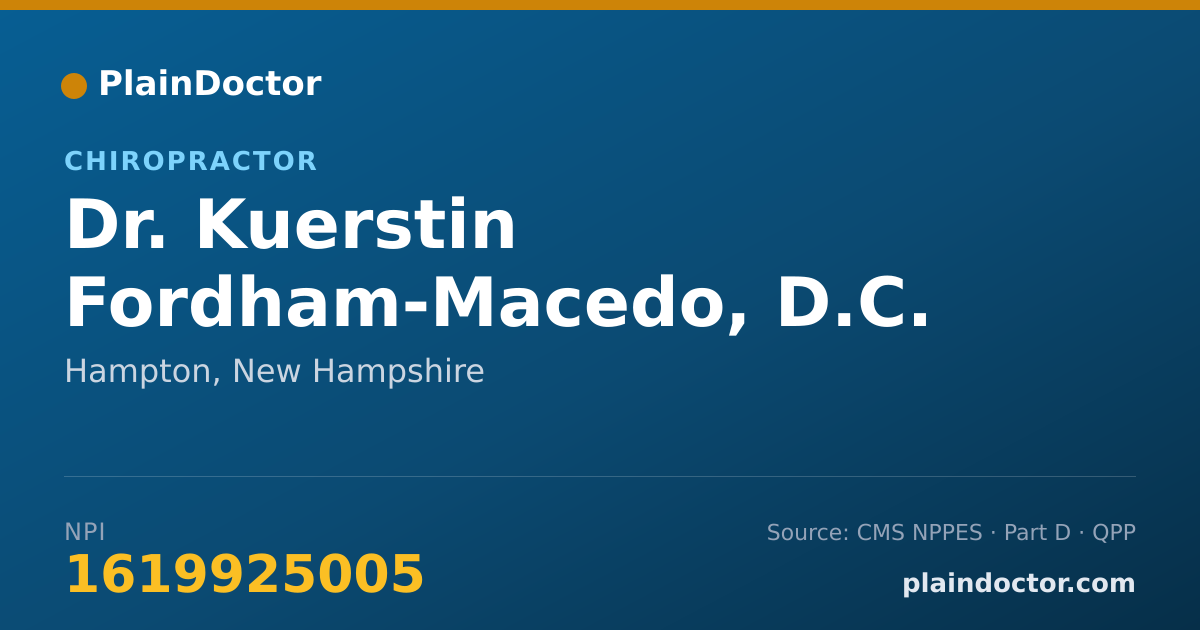 Shareable card for Kuerstin Fordham-Macedo, D.C. - Chiropractor, Hampton, NH