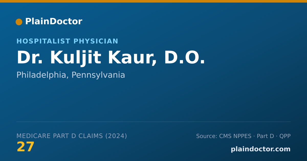 Shareable card for Kuljit Kaur, D.O. - Emergency Medicine Physician, Philadelphia, PA