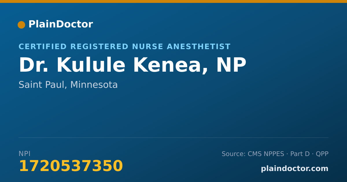 Shareable card for Kulule Kenea, NP - Certified Registered Nurse Anesthetist, Saint Paul, MN