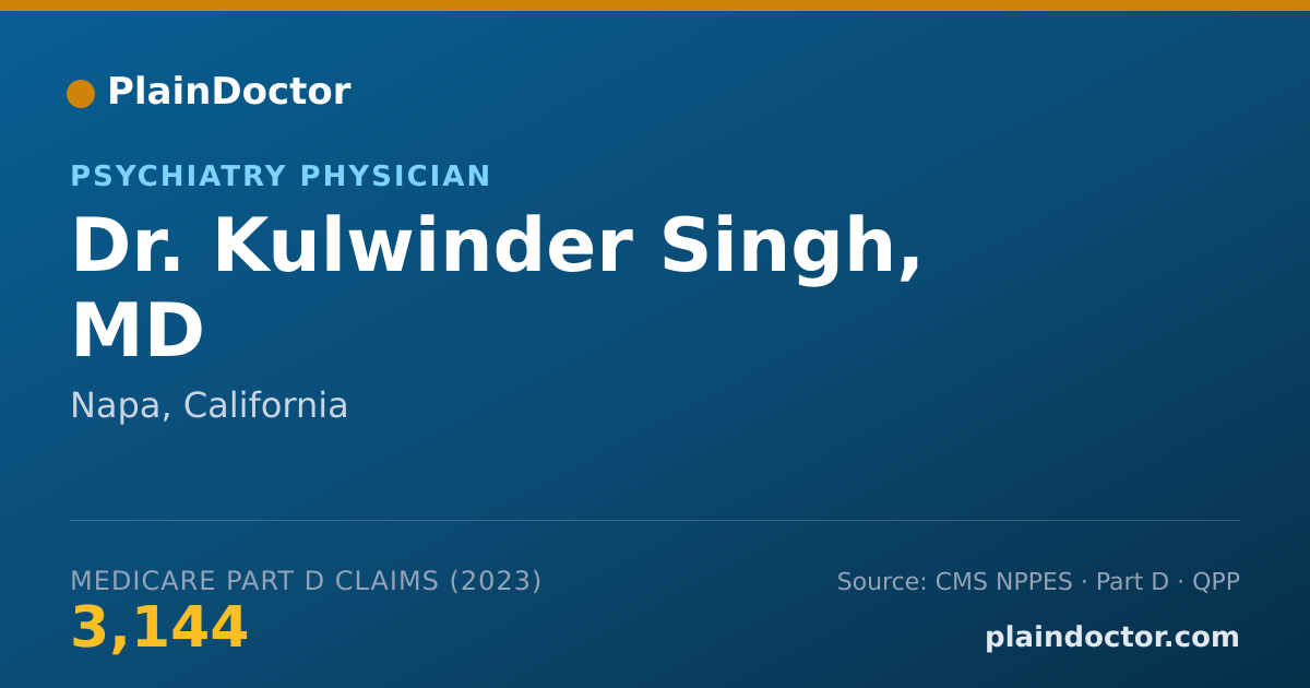 Shareable card for Kulwinder Singh, MD - Psychiatry Physician, Napa, CA