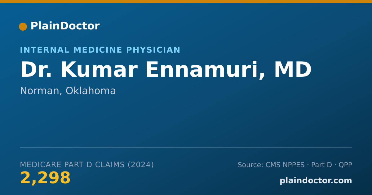 Shareable card for Kumar Ennamuri, MD - Internal Medicine Physician, Norman, OK