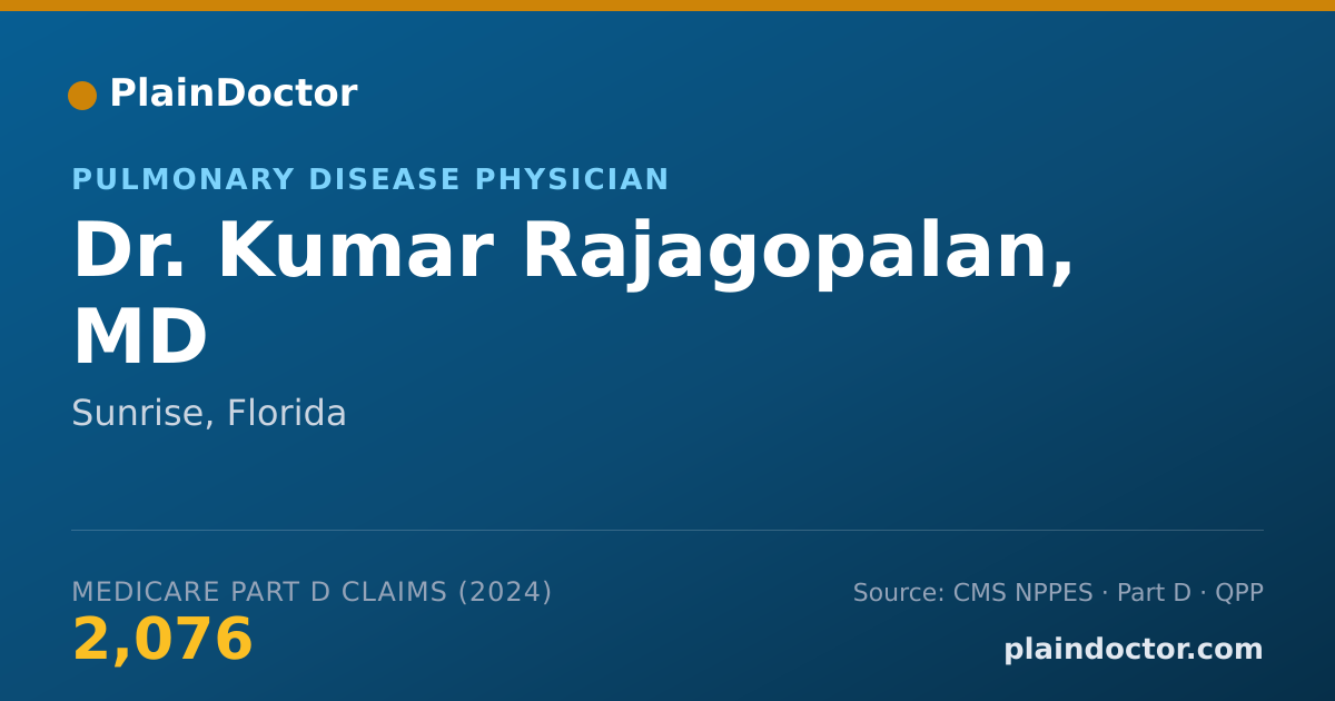Shareable card for Kumar Rajagopalan, MD - Pulmonary Disease Physician, Sunrise, FL