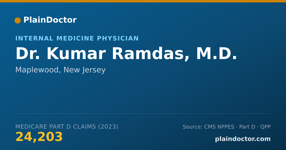 Shareable card for Kumar Ramdas, M.D. - Internal Medicine Physician, Maplewood, NJ