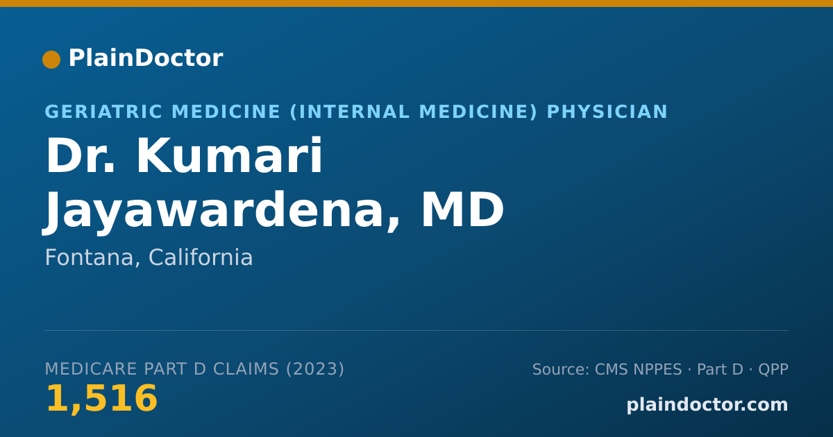 Shareable card for Kumari Jayawardena, MD - Geriatric Medicine (Internal Medicine) Physician, Fontana, CA