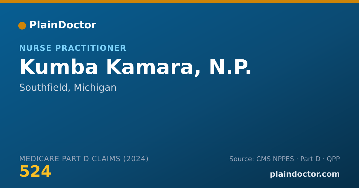 Shareable card for Kumba Kamara, N.P. - Adult Health Nurse Practitioner, Southfield, MI