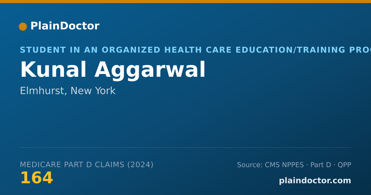 Shareable card for Kunal Aggarwal - Student in an Organized Health Care Education/Training Program, Elmhurst, NY