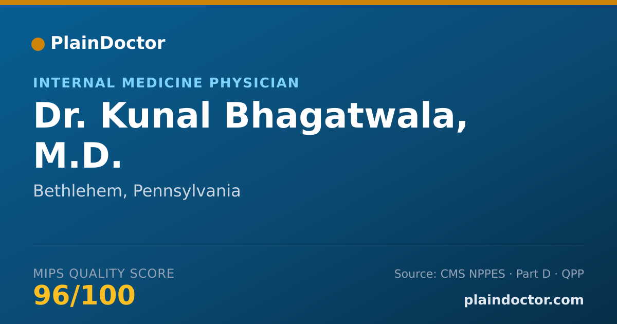 Shareable card for Kunal Bhagatwala, M.D. - Internal Medicine Physician, Bethlehem, PA