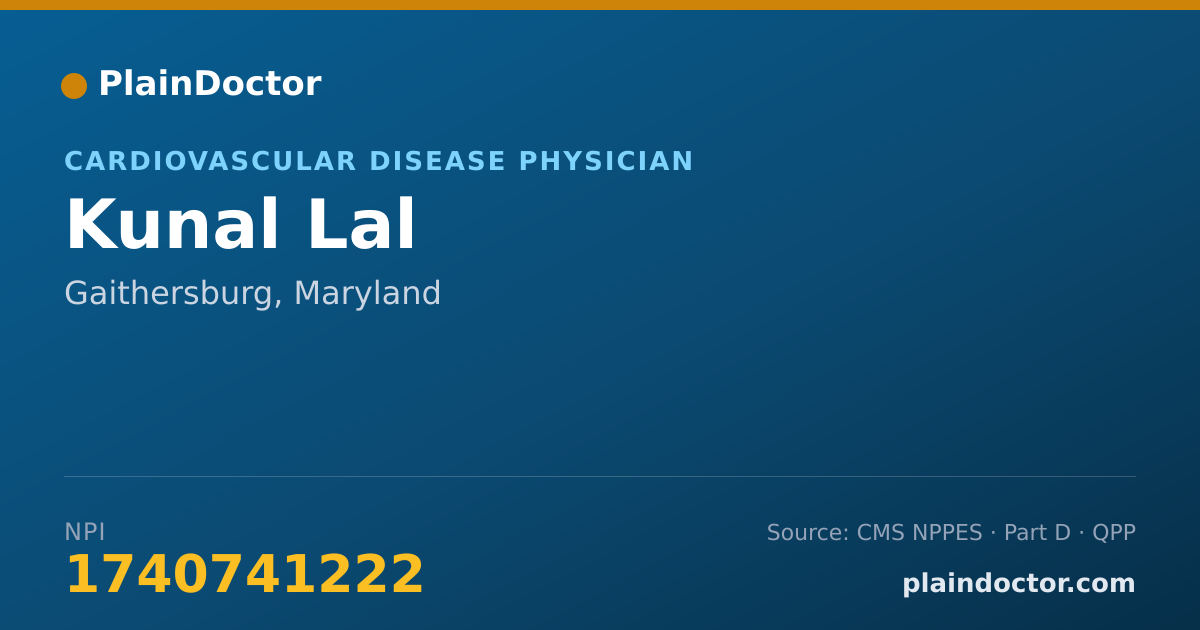 Shareable card for Kunal Lal - Cardiovascular Disease Physician, Gaithersburg, MD