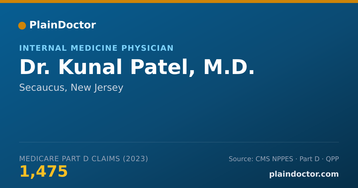 Shareable card for Kunal Patel, M.D. - Internal Medicine Physician, Secaucus, NJ