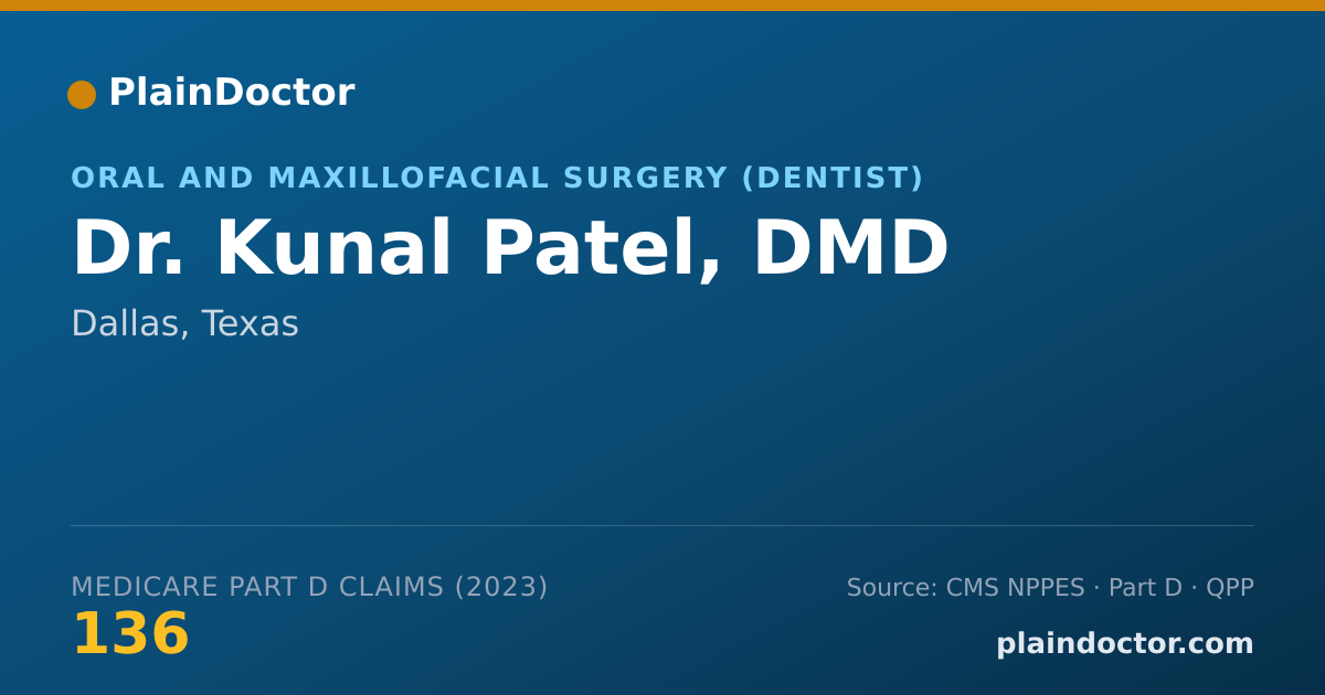 Shareable card for Kunal Patel, DMD - Oral and Maxillofacial Surgery (Dentist), Dallas, TX