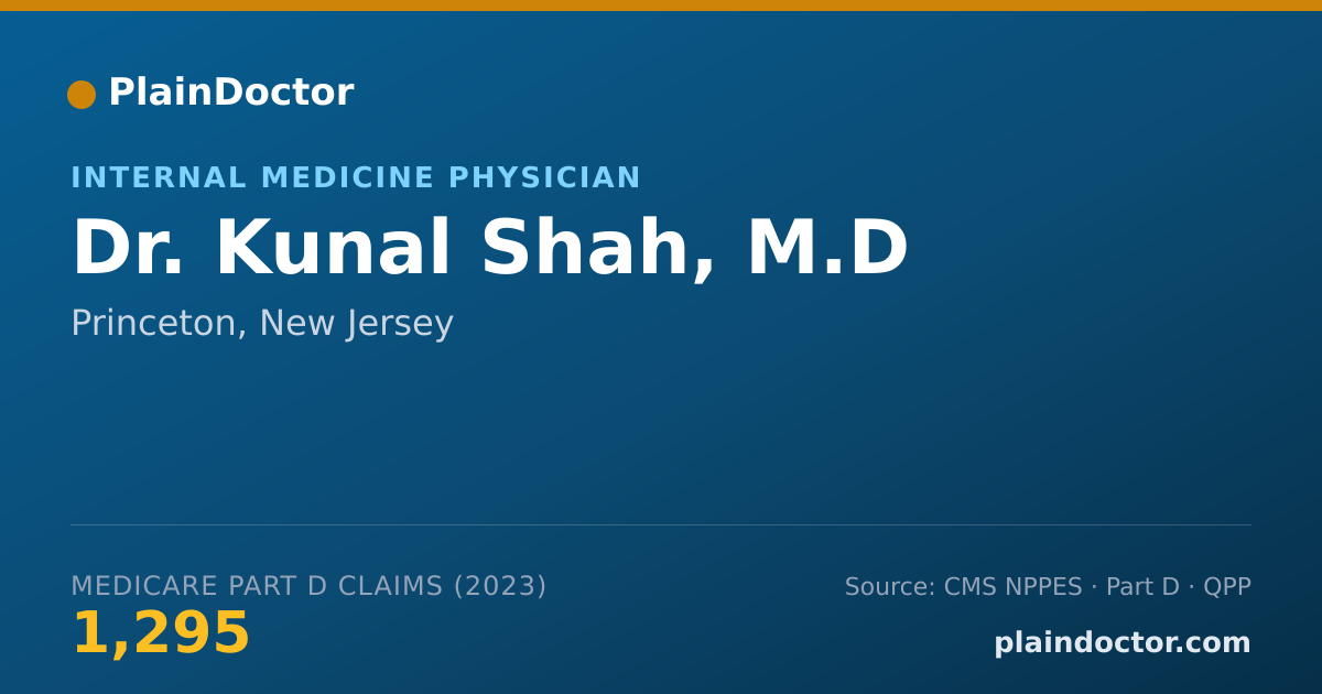 Shareable card for Kunal Shah, M.D - Internal Medicine Physician, Princeton, NJ