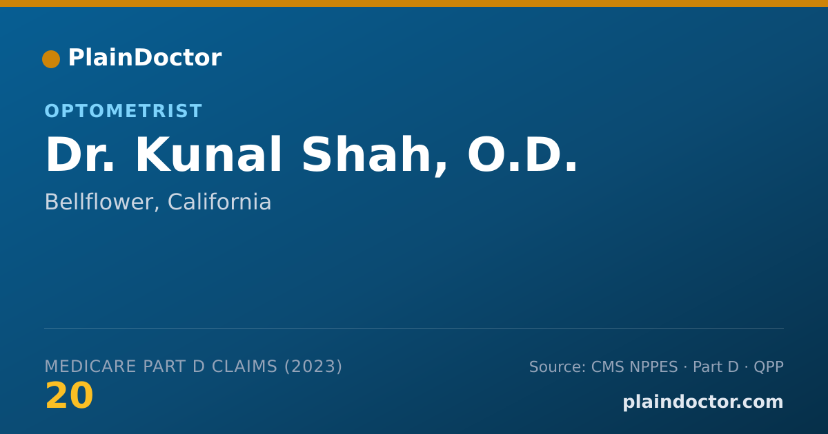 Shareable card for Kunal Shah, O.D. - Optometrist, Bellflower, CA