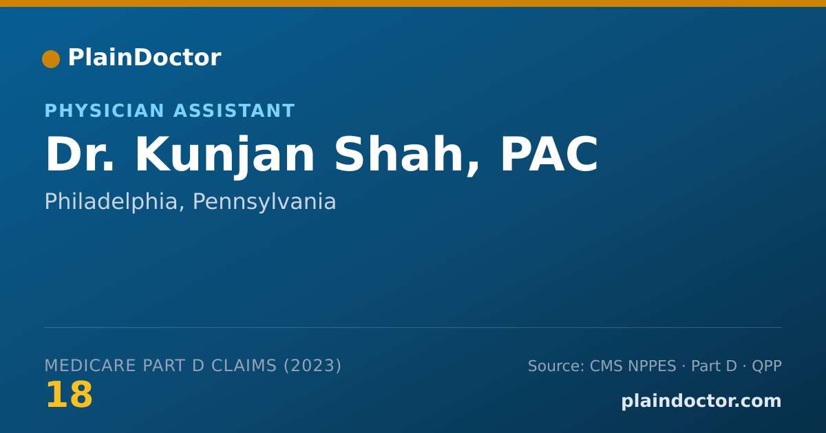 Shareable card for Kunjan Shah, PAC - Physician Assistant, Philadelphia, PA