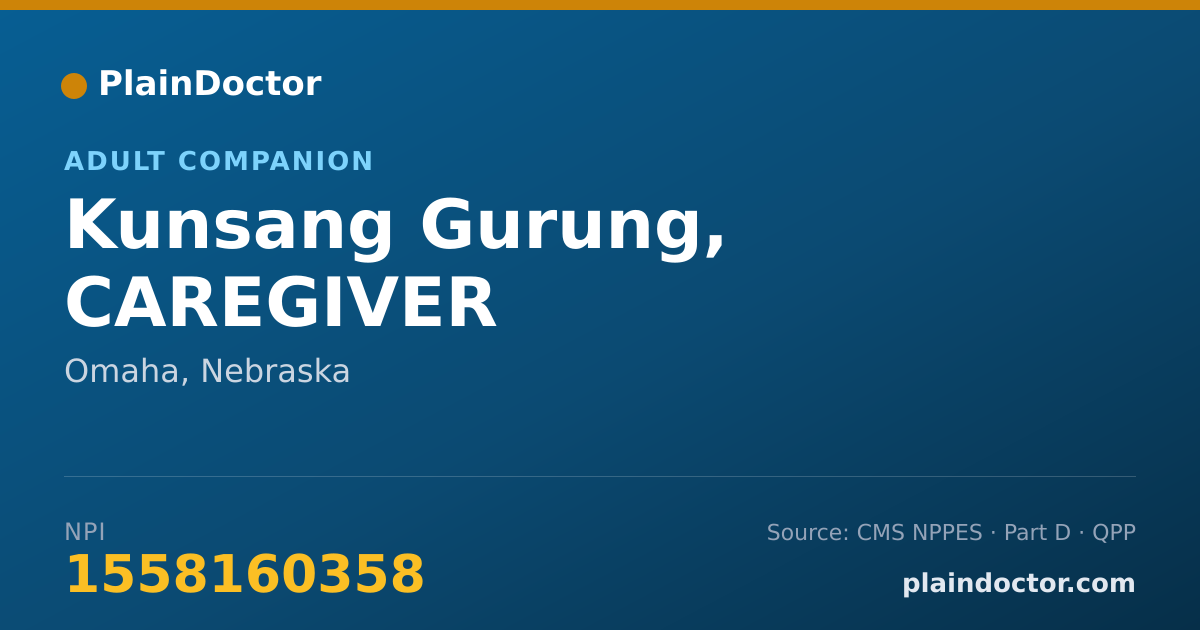 Shareable card for Kunsang Gurung, CAREGIVER - Adult Companion, Omaha, NE
