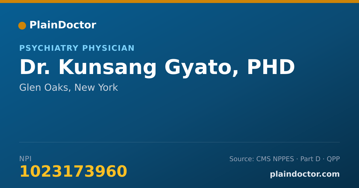 Shareable card for Kunsang Gyato, PHD - Psychiatry Physician, Glen Oaks, NY