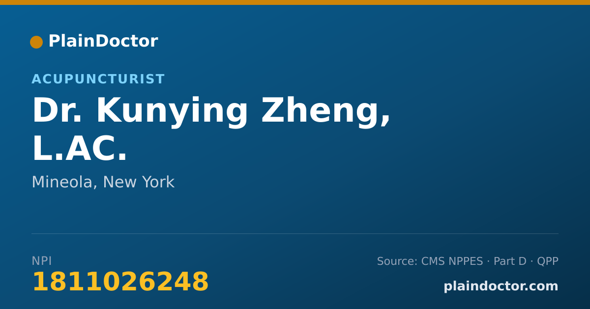 Shareable card for Kunying Zheng, L.AC. - Acupuncturist, Mineola, NY