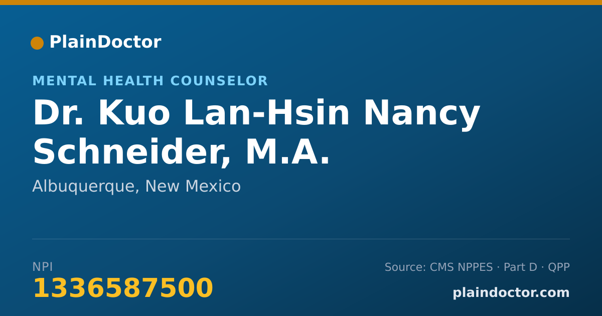 Shareable card for Kuo Lan-Hsin Nancy Schneider, M.A. - Mental Health Counselor, Albuquerque, NM