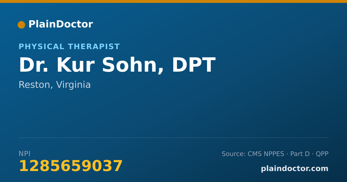Shareable card for Kur Sohn, DPT - Physical Therapist, Reston, VA