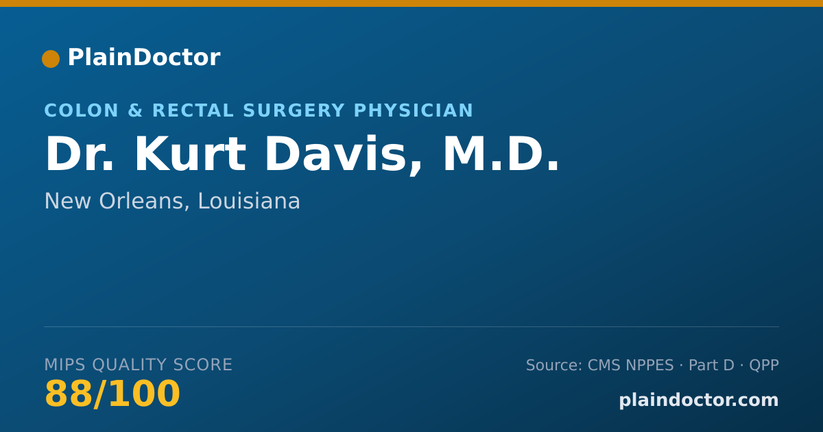 Shareable card for Kurt Davis, M.D. - Colon & Rectal Surgery Physician, New Orleans, LA