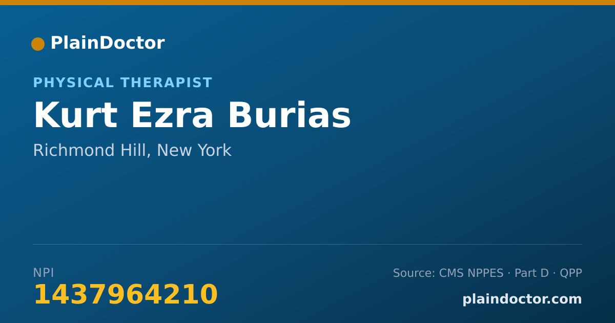 Shareable card for Kurt Ezra Burias - Physical Therapist, Richmond Hill, NY