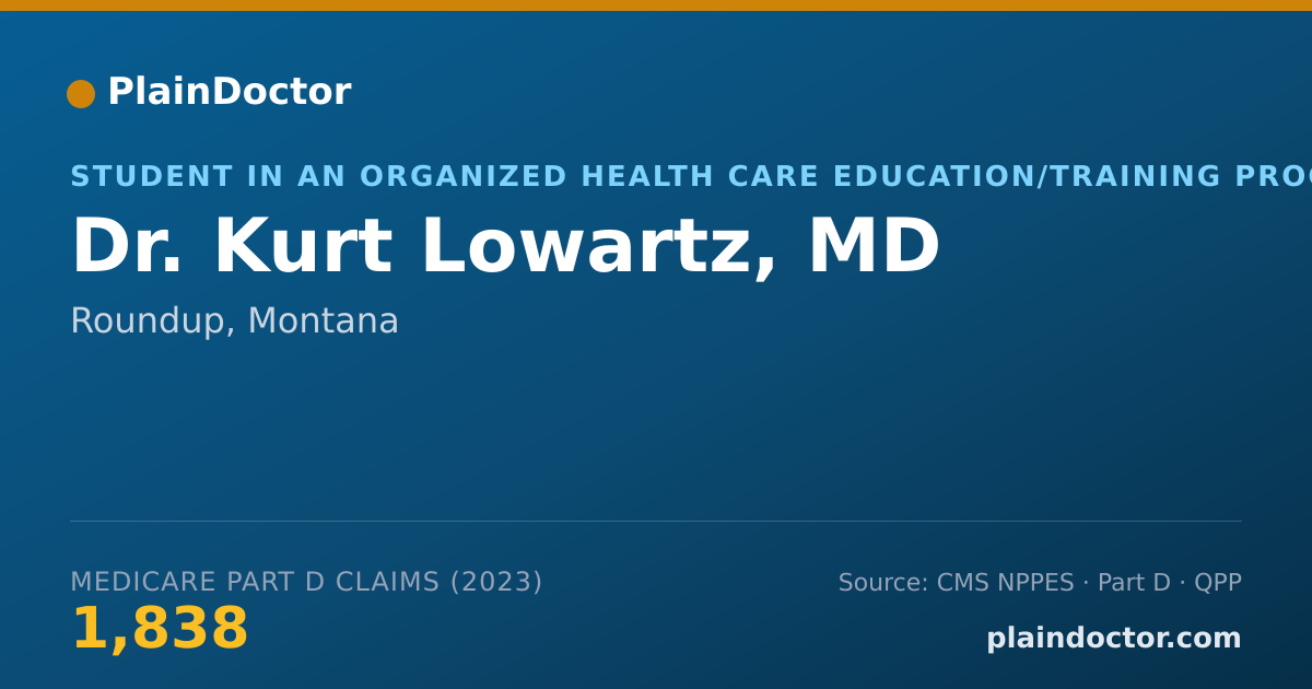 Shareable card for Kurt Lowartz, MD - Student in an Organized Health Care Education/Training Program, Roundup, MT