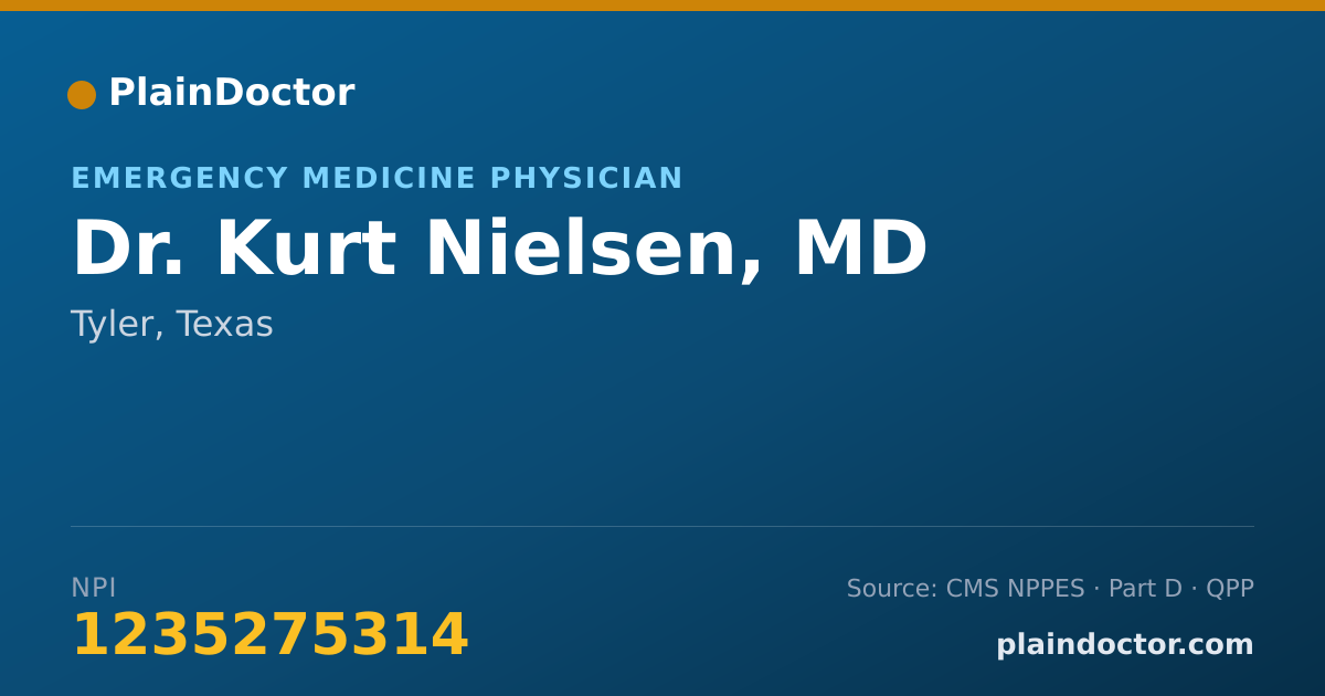 Shareable card for Kurt Nielsen, MD - Emergency Medicine Physician, Tyler, TX