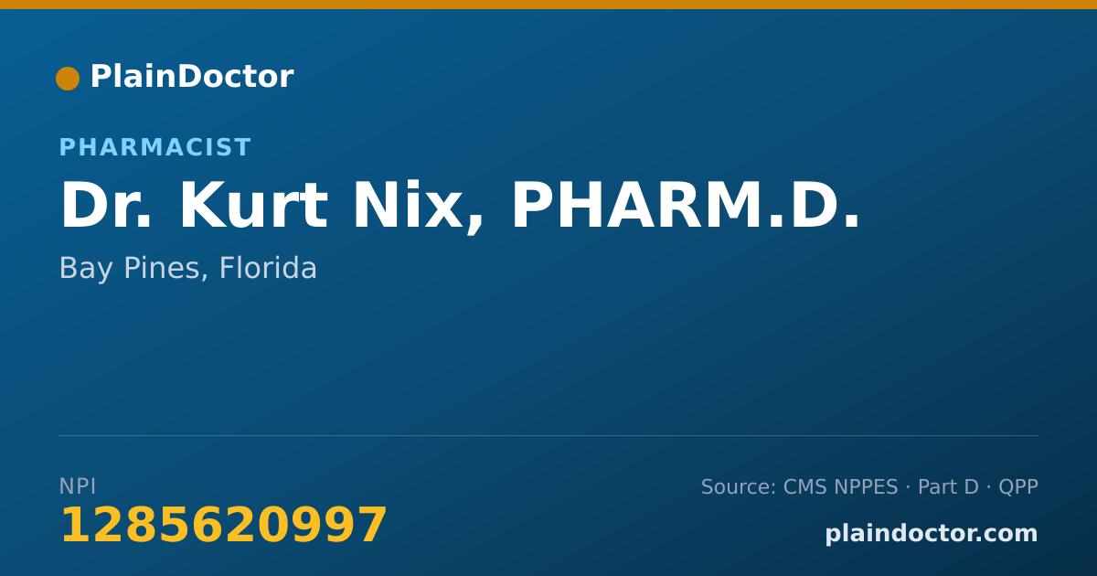 Shareable card for Kurt Nix, PHARM.D. - Pharmacist, Bay Pines, FL