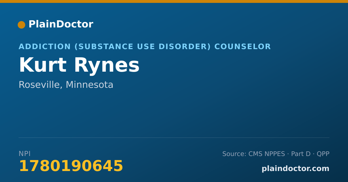 Shareable card for Kurt Rynes - Addiction (Substance Use Disorder) Counselor, Roseville, MN