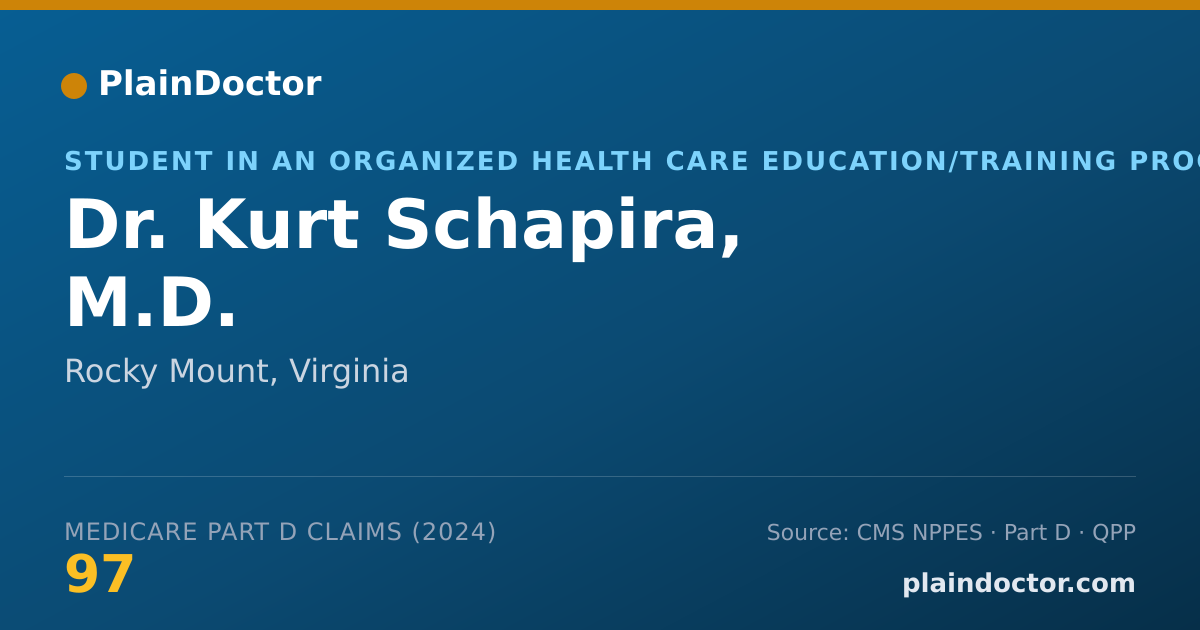 Shareable card for Kurt Schapira, M.D. - Student in an Organized Health Care Education/Training Program, Rocky Mount, VA
