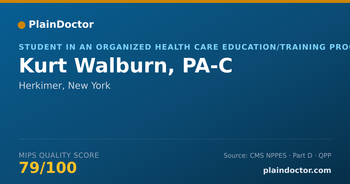 Shareable card for Kurt Walburn, PA-C - Student in an Organized Health Care Education/Training Program, Herkimer, NY