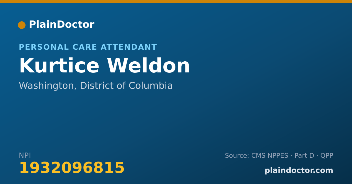 Shareable card for Kurtice Weldon - Personal Care Attendant, Washington, DC
