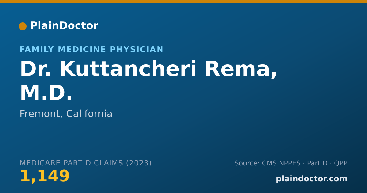 Shareable card for Kuttancheri Rema, M.D. - Family Medicine Physician, Fremont, CA