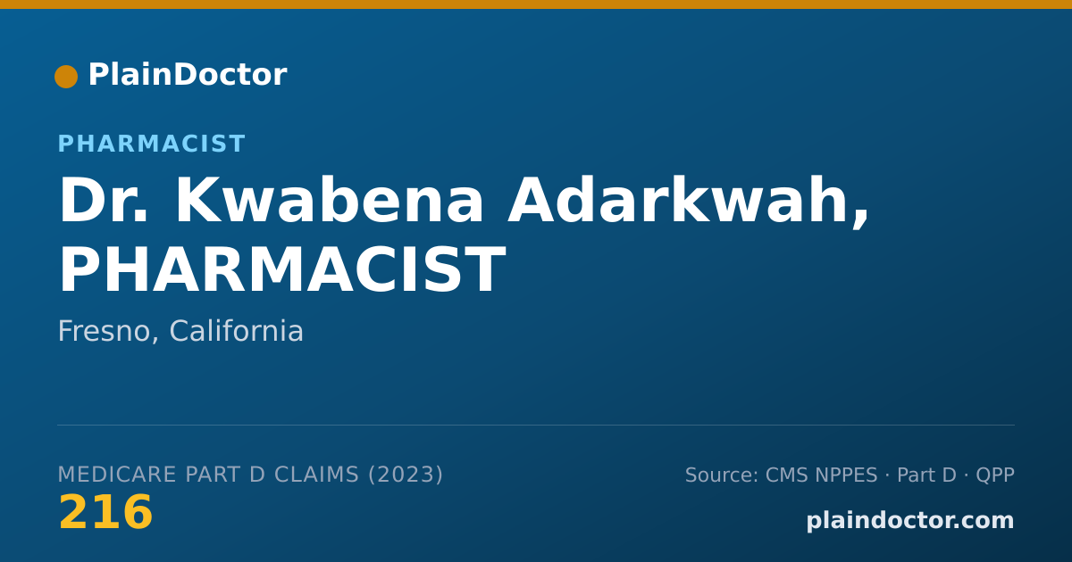 Shareable card for Kwabena Adarkwah, PHARMACIST - Pharmacist, Fresno, CA