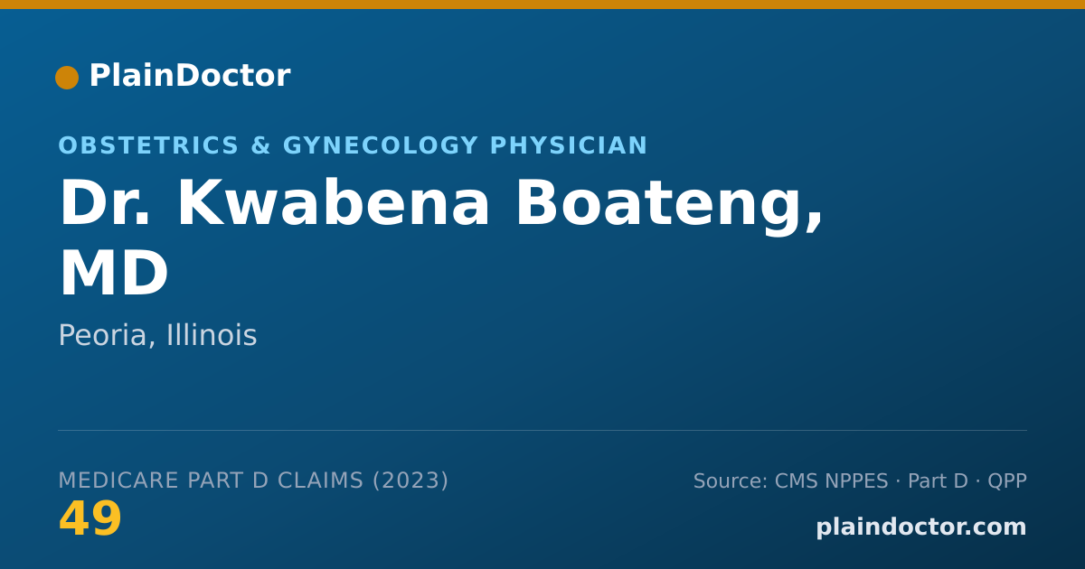 Shareable card for Kwabena Boateng, MD - Obstetrics & Gynecology Physician, Peoria, IL