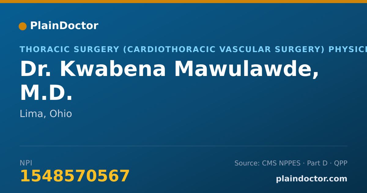 Shareable card for Kwabena Mawulawde, M.D. - Thoracic Surgery (Cardiothoracic Vascular Surgery) Physician, Lima, OH