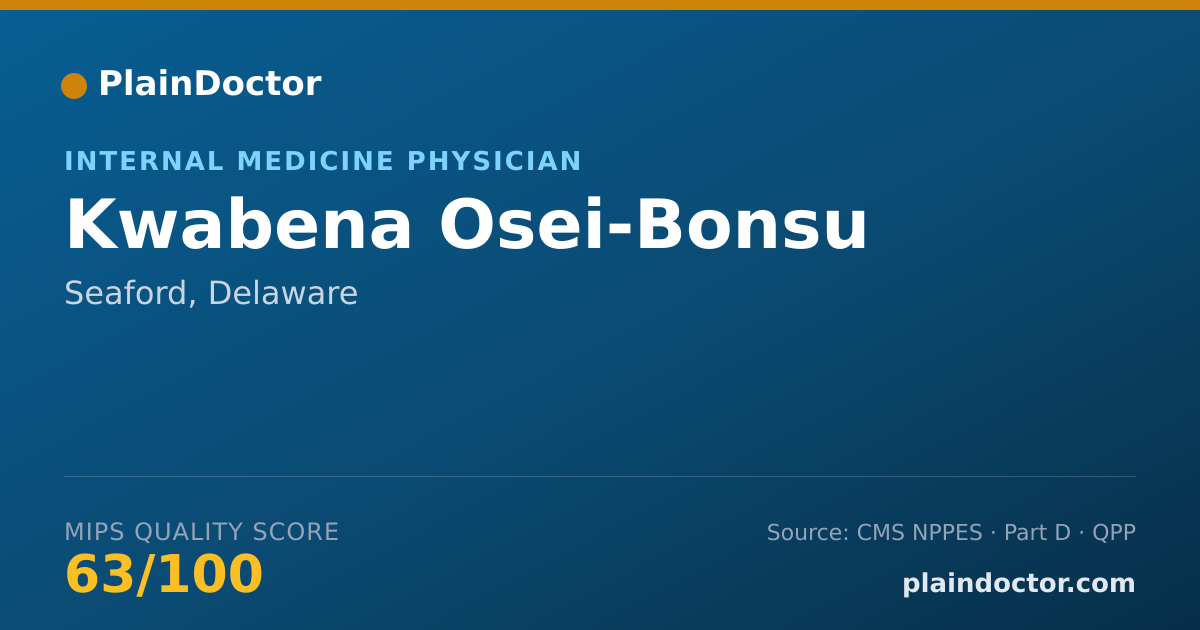 Shareable card for Kwabena Osei-Bonsu - Internal Medicine Physician, Seaford, DE