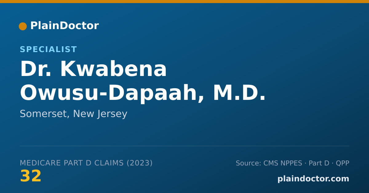 Shareable card for Kwabena Owusu-Dapaah, M.D. - Specialist, Somerset, NJ